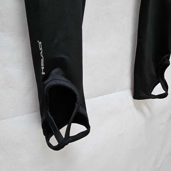 Head Cut Out Ankle Athletic Leggings Black 88% Polyester 12% Spandex Size M - Picture 2 of 4